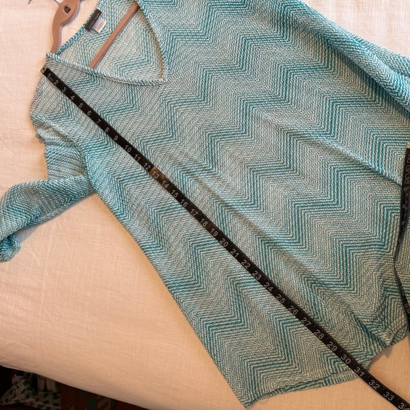 Jordan Taylor‎ Chevron Knit Beach Cover Up Teal White V Neck L - Picture 6 of 6